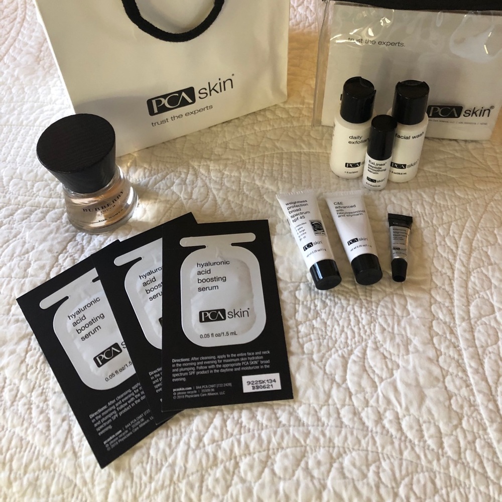 PCA skincare bundle with a 1oz Burberry fragrance